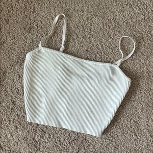 Aritzia White Ribbed Tank Top